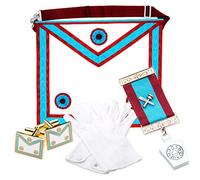 THE MASONIC COLLECTION Mark Master Masons MM - Grembiule in similpelle con guanti XL, Pelle sintetica in poliuretano, Taglia unica