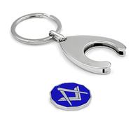 THE MASONIC COLLECTION - Portachiavi e moneta con design Fiore Dimenticato - - Progettato con quadrato e bussola - Regalo Massonico Per Uomo