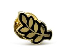 THE MASONIC COLLECTION - Spilla a forma di foglia di acacia - smaltato nero e placcato oro - Regalo Massonico Per Uomo