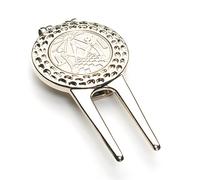 The Masonic Collection - Strumento di riparazione Divot con marcatore per palline da golf - Design argentato con terminali massoni - Un utile accessorio regalo per uomini massoni