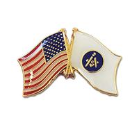 The Masonic Exchange Spilla massonica con Bandiera Americana e massonica, Larghezza 2,5 cm, Colore: Rosso e Bianco