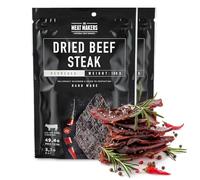 The Meat Makers Peppered Dried Beef Jerky Steak (200 g) - Carne Secca di Manzo, Carne Essiccata per Umani. Snack di carne secca ad alto contenuto proteico.