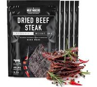 The Meat Makers Peppered Dried Beef Jerky Steak (500 g) - Carne Secca di Manzo, Carne Essiccata per Umani. Snack di carne secca ad alto contenuto proteico.