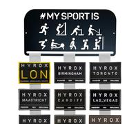 The Medal Hanger Shop HYROX Patch Display | Metallo Nero | Supporto da parete per patch da finisher di gara