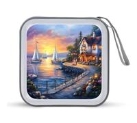 The Mediterranean Harbour CD Case Holder Portable 40 Capacità DVD Wallet Storage Organizer per Auto Viaggi