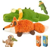 The Mellow Dog - Calming Crocodile, Machine Washable, Automatic Tail-Wagging, USB Charging, Automatic Dog Petting Machine for Small, Medium, Large Dogs (Green+Orange)