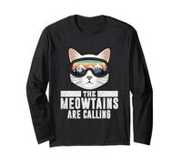 The Meowtains Are Calling Funny Cat Ski Uomini Donne Inverno Maglia a Manica