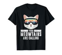 The Meowtains Are Calling Funny Cat Ski Uomini Donne Inverno Maglietta