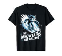 The Meowtains Are Calling Ski Cat Skier Funny Ski Maglietta