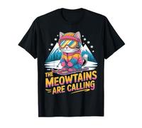 The Meowtains Are Calling Ski Cat Skier Funny Ski Maglietta