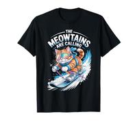 The Meowtains Are Calling Ski Cat Skier Funny Ski Maglietta