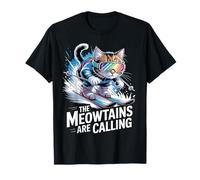 The Meowtains Are Calling Ski Cat Skier Funny Ski Maglietta