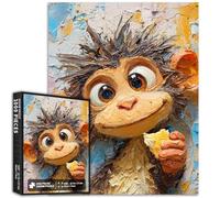 The Messy Little Monkey, puzzle da 1000 pezzi per adulti con pittura a olio in stile cartone animato, puzzle artistico impegnativo per giochi di attività per la famiglia, puzzle colorato fai da te per
