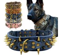 The Mighty, Collare per cani con borchie, taglia L, per proteggere il collo del cane dai morsi, resistente ed elegante, per cani di taglia grande (blu, S)
