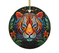 The mighty Tiger - Ciondolo rotondo in ceramica da appendere all'albero di Natale e al caminetto