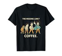 The Missing Link Funny Coffee Evolution Umorismo mattutino Maglietta