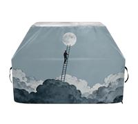 The Moon Climber - Copertura per barbecue a gas, impermeabile, resistente, antistrappo, resistente allo sbiadimento, con coulisse regolabile per polvere e vento