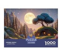 The Moon Is Shining Brightly 1000 Pcs Cartoncino Premium Puzzle Whimsical Alpine Cottage Immagini Vibranti Gioco Creativo Puzzle Decorazioni Per La Casa 52x38cm/1000pcs