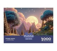 The Moon Is Shining Brightly 1000 Pcs Cartone Robusto Puzzle Twilight Hilltop Town Sfida Unica Gioco Per Famiglie Puzzle Decorazioni Per La Casa 70x50cm/1000pcs
