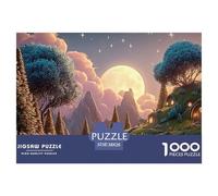 The Moon Is Shining Brightly 1000 Pezzi Carta Ecologica Puzzle Twilight Hilltop Town Sfida Unica Gioco Creativo Puzzle Per Bambini 38x26cm/1000pcs