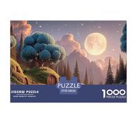 The Moon Is Shining Brightly 1000 Pezzi Cartone Robusto Puzzle Whimsical Alpine Cottage Immagini Vibranti Gioco Creativo Puzzle Decorazioni Per La Casa 38x26cm/1000pcs