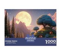 The Moon Is Shining Brightly 1000 Pezzi Cartone Robusto Puzzle Whimsical Alpine Cottage Immagini Vibranti Gioco Creativo Puzzle Per Bambini 38x26cm/1000pcs
