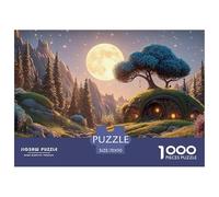 The Moon Is Shining Brightly 1000 Pezzi Cartone Robusto Puzzle Whimsical Alpine Cottage Immagini Vibranti Gioco Per Famiglie Puzzle Per Bambini 70x50cm/1000pcs