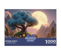 The Moon Is Shining Brightly 1000 Pezzi Cartone Robusto Puzzle Whimsical Alpine Cottage Immagini Vibranti Gioco Per Famiglie Puzzle Decorazioni Per La Casa 38x26cm/1000pcs