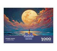 The Moon Shines on The Beach 1000 Pezzi Cartoncino Premium Set Di Puzzle Sea View Impossibilmente Difficile Sfida Unica Puzzle Per Decorazione Domestica 70x50cm/1000pcs