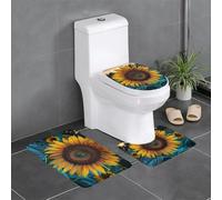 The Most Beautiful Sunflower Copriwater Set 3 Pezzi, Tappeto Con Profilo A U Resistente Tappetino Da Bagno Per Toeletta La Casa