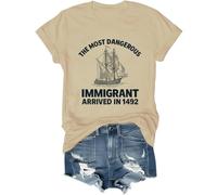 The Most Dangerous Immigrant Arrived in 1492 Shirt Pro Immigration Mexican T Shirt Abolish Ice Tops, cachi, M