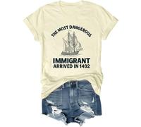 The Most Dangerous Immigrant Arrived in 1492 Shirt Pro Immigration Mexican T Shirt Abolish Ice Tops, Colore: giallo crema., M