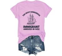 The Most Dangerous Immigrant Arrived in 1492 Shirt Pro Immigration Mexican T Shirt Abolish Ice Tops, rosa, M