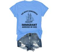 The Most Dangerous Immigrant Arrived in 1492 Shirt Pro Immigration Mexican T Shirt Abolish Ice Tops, Blu Carolina, XL
