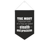 The Most Important Traits of A Ninja Are Speed Stealth And Precision - Striscione in tela motivazionale da appendere alla parete, 25,4 x 38,1 cm, decorazione da parete decorativa per camera da letto