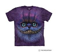 The Mountain Big Face Cheshire Cat T-Shirt Camicia, Viola, M Uomo