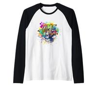 The Mountain Tigers with Splash Colors Illustration Graphic Maglia con Maniche Raglan