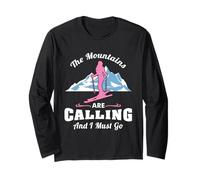 The Mountains Are Calling I Must Go Skiing Ski Slopes Winter Maglia a Manica