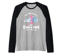 The Mountains Are Calling I Must Go Skiing Ski Slopes Winter Maglia con Maniche Raglan
