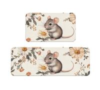 The Mouse That Steals And Eats The Petals - Set di 2 tappetini da cucina imbottiti per la decorazione della casa, per lavello, antiscivolo, lavabili, 43 x 119 cm + 43 x 76 cm