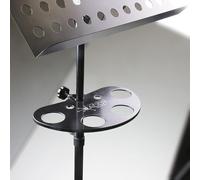 The Mute Caddy - Supporto per sordina per tromba, modello artistico, 4 slot mute, 2 supporti per bocchino, morsetto per leggio, nero