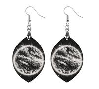 The Mysterious Burning of The Sun, orecchini in legno da donna, gioielli vintage eleganti in legno, orecchini leggeri per matrimoni, feste, regalo di tutti i giorni, Apricot shaped, Legno, Legno