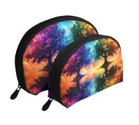 The Mysterious Tree of Life - Trousse da viaggio con stampa a forma di albero della vita, 2 pezzi, bianco, Taglia unica