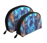 The Mystery Wolf Trio - Beauty case da viaggio con stampa trio, portatile, 2 pezzi, bianco, Taglia unica