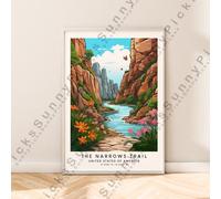 The Narrows Illustrazione Stampa Colorato Zion Park Poster Decoro senza Cornice
