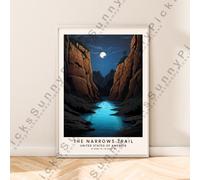 The Narrows Muro Poster Illustrazione Art Zion Canyon Stampa Casa Décor
