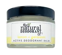 The Natural Deodorant Co, Active Deodorant Balm, On-the-Go Application, Perfect for Gym Use, Lemon & Geranium, 55g
