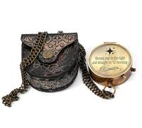 The New Antique Store - Second Star to The Right J. M. Barrie, bussola in ottone con incisione Peter Pan con custodia in pelle