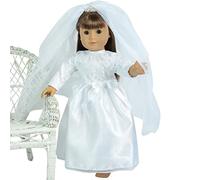 The New York Doll Collection Abito da Sposa Con Arco,Pizzo Top, Maniche e Velo con Tiara per Moda Ragazza Bambole - Bambola Nozze Vestito - Si Adatta 18 pollici / 46 cm Bambole - Bambola Abiti