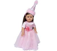 The New York Doll Collection Completo Vestito Compleanno per Bambole Moda Ragazza Include - Abito in Organza - Cintura - Scarpe - Cappello Compleanno - Si adatta Bambole 18 pollici / 46 cm